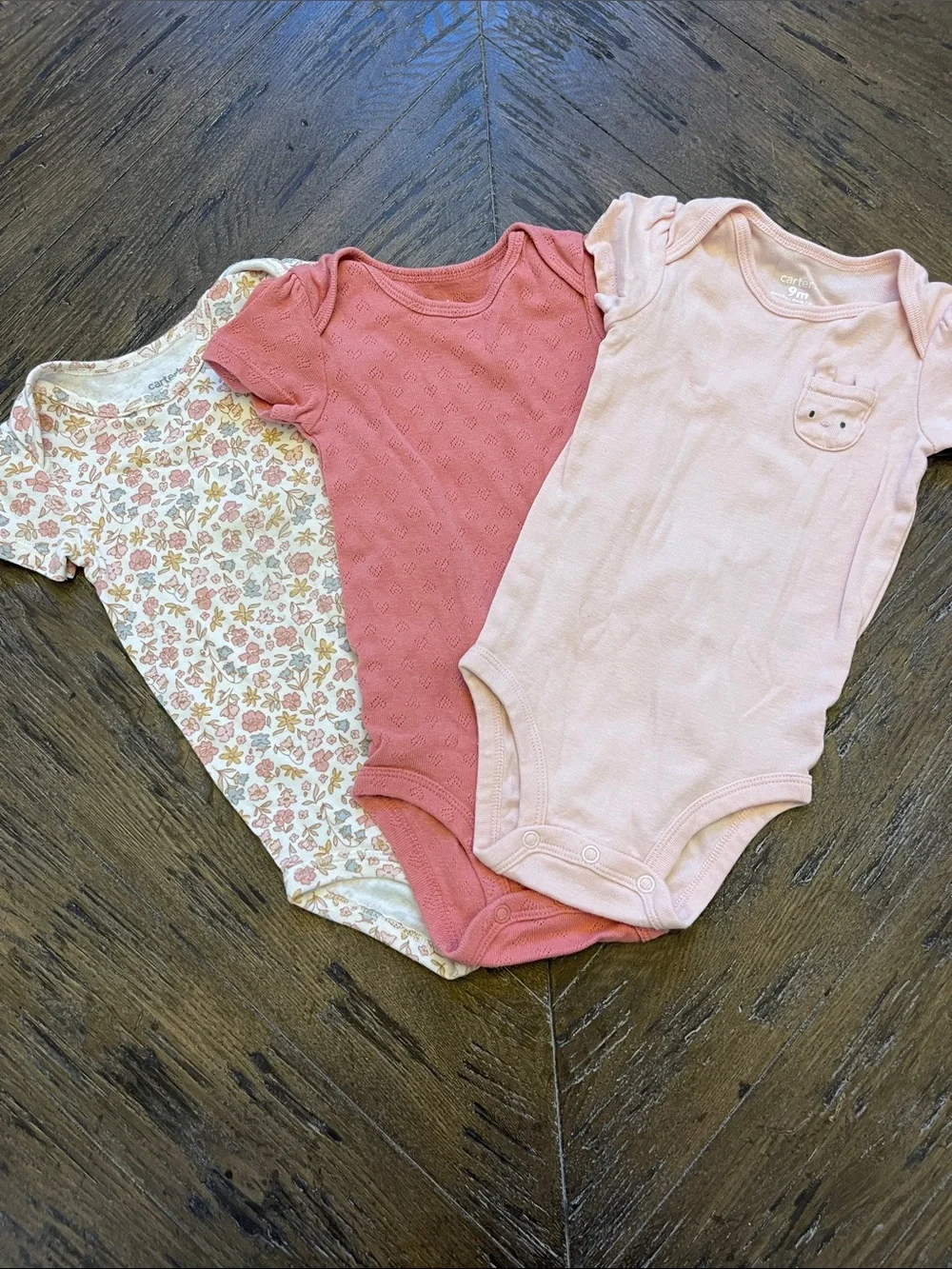Carter's Baby Girl 3-Pack Short Sleeve Bodysuits - Dusty Rose, Blush, Floral